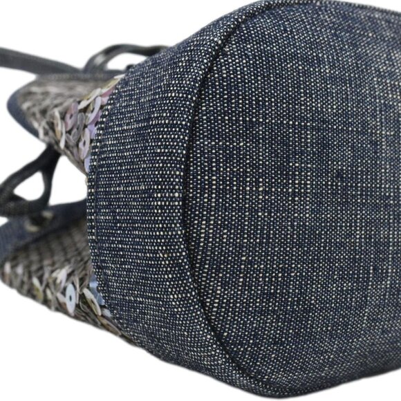 Chanel Sequin Denim Small Drawstring Bucket Bag Blue - Picture 8 of 12